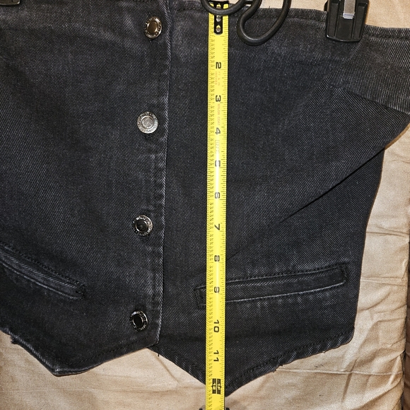 PrettyLittleThing Washed Black Cropped Denim Corset Top women's size 12 tall - Picture 3 of 4